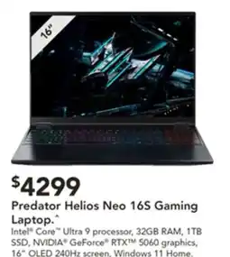 Harvey Norman Predator helios neo 16s gaming laptop offer