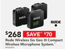 Harvey Norman Rode wireless go gen iii compact wireless microphone system. offer