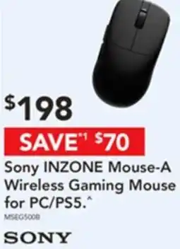 Harvey Norman Sony inzone mouse-a wireless gaming mouse for pc/ps5 offer