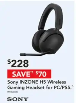 Harvey Norman Sony inzone h5 wireless gaming headset for pc/ps5 offer