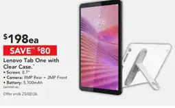 Harvey Norman Lenovo tab one with clear case offer