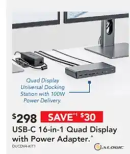 Harvey Norman Usb-c 16-in-1 quad display with power adapter offer