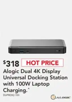 Harvey Norman Alogic dual 4k display universal docking station with 100w laptop charging offer