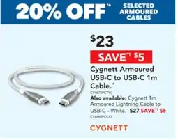 Harvey Norman Cygnett armoured usb-c to usb-c 1m cable offer