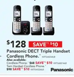 Harvey Norman Panasonic dect triple handset cordless phone offer