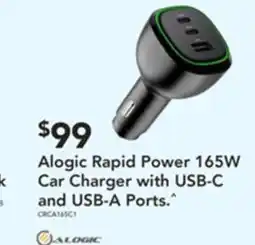 Harvey Norman Alogic rapid power 165w car charger with usb-c and usb-a ports offer