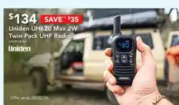 Harvey Norman Uniden uh620 max 2w twin pack uhf radio offer