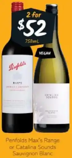 Cellarbrations Penfolds max's range or catalina sounds sauvignon blanc offer