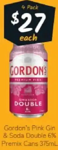 Cellarbrations Gordon's pink gin & soda double 6% premix cans offer