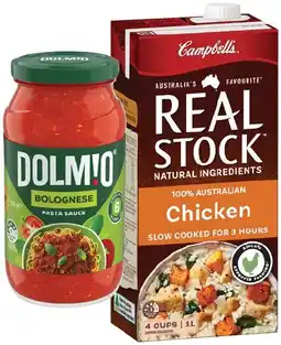 IGA Dolmio Pasta Sauce 490-500g or Campbell’s Real Stock 1 Litre Selected Varieties offer