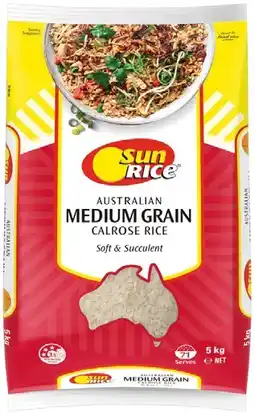 IGA SunRice Medium Grain White or Brown Rice 5kg offer