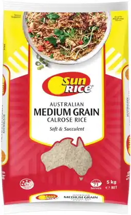 IGA SunRice Medium Grain White or Brown Rice 5kg offer