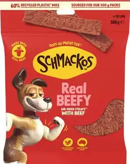 IGA Schmackos Strapz or Stix Dog Treats 500g Selected Varieties offer