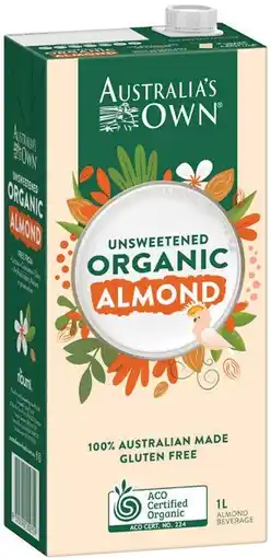 IGA Australia’s Own Organic Almond or Coconut Milk 1 Litre Selected Varieties offer