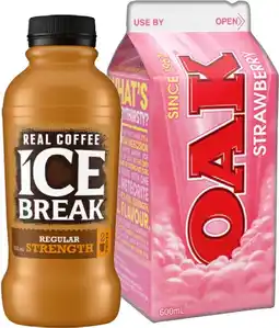 IGA Ice Break Real Coffee 500mL or Oak Flavoured Milk 600mL Selected Varieties offer