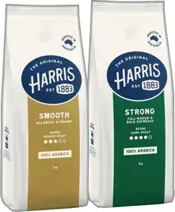 IGA Harris Coffee Beans or Ground Coffee 1kg Selected Varieties offer