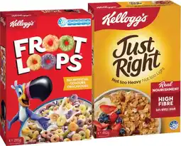IGA Kellogg’s Cereal Froot Loops 285g, Just Right 460g or Coco Pops 375g offer