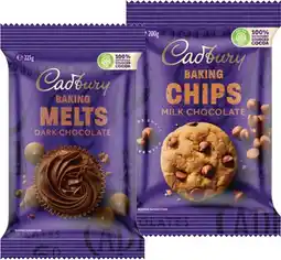 IGA Cadbury Baking Chocolate Chips 200g, Melts 225g or Block 180g Selected Varieties offer