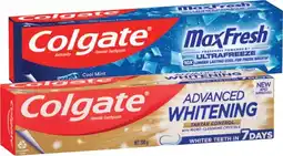 IGA Colgate Advanced Whitening or MaxFresh Cool Mint Toothpaste 180‑200g Selected Varieties offer