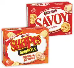 IGA Arnott’s Shapes 130-190g or Savoy 170-225g Selected Varieties offer