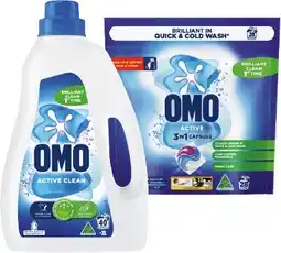 IGA OMO Laundry Liquid 2 Litre, Powder 2kg or Capsule 28 Pack Selected Varieties offer