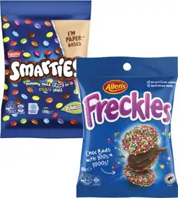 Coles Nestlé Smarties or Allen's Freckles 160g offer
