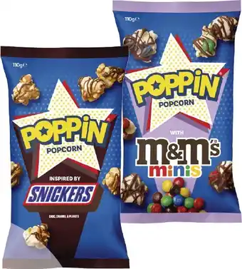 Coles Poppin M&Ms or Snickers Popcorn 110g offer