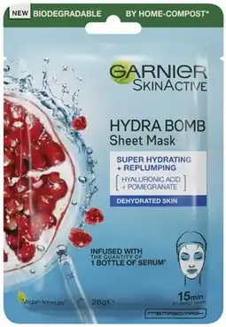 Coles Garnier Hydra Bomb Hyaluronic Acid + Pomegranate Sheet Mask offer
