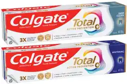 Coles Colgate Total Active Prevention Deep Clean or Whitening Toothpaste 200g offer