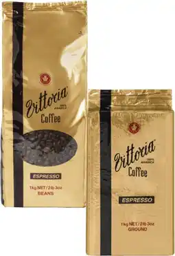 Coles Vittoria Espresso Coffee Beans or Ground 1kg offer