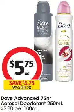 Coles Dove advanced 72hr aerosol deodorant offer
