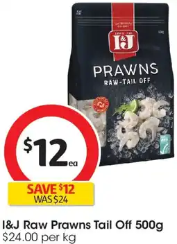 Coles I&j raw prawns tail off offer