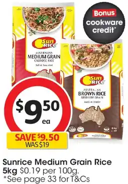 Coles Sunrice medium grain rice offer