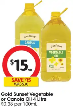 Coles Gold sunset vegetable or canola oil offer