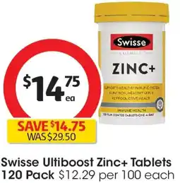 Coles Swisse ultiboost zinc+ tablets offer