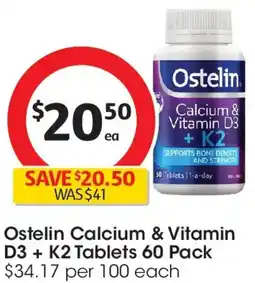 Coles Ostelin calcium & vitamin d3 + k2 tablets offer