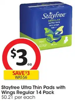 Coles Stayfree ultra thin pads with wings regular offer