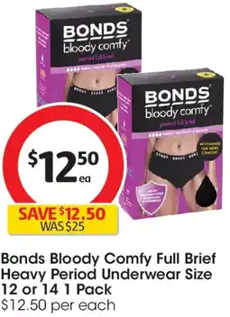 Coles Bonds bloody comfy full brief heavy period underwear offer