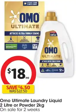 Coles Omo ultimate laundry liquid or powder offer