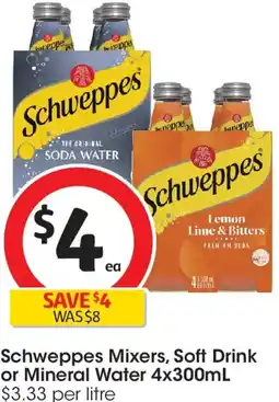 Coles Schweppes mixers, soft drink or mineral water offer