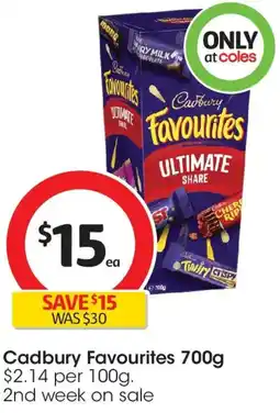 Coles Cadbury favourites offer