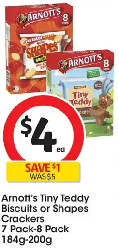 Coles Arnott's tiny teddy biscuits or shapes crackers offer