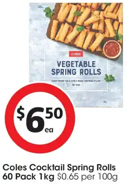 Coles Coles cocktail spring rolls offer