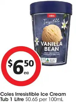 Coles Coles irresistible ice cream tub offer