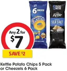 Coles Kettle potato chips or cheezels offer