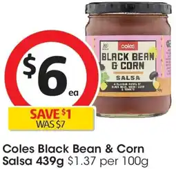Coles Coles black bean & corn salsa offer