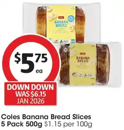 Coles Coles banana bread slices offer