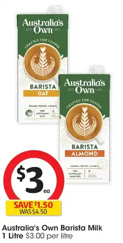 Coles Australia's own barista milk offer