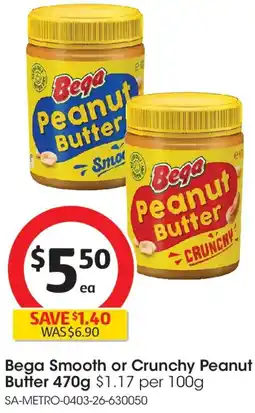 Coles Bega smooth or crunchy peanut butter offer