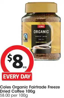 Coles Coles organic fairtrade freeze dried coffee offer
